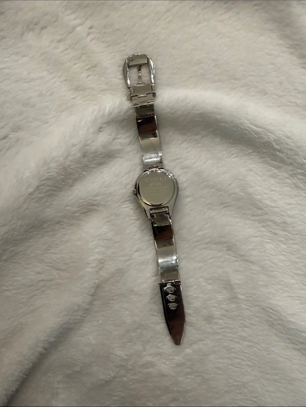 Gucci Silver and Black Women's Stainless Steel Bracelet Watch